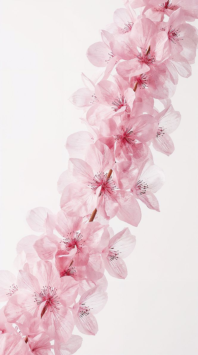 Delicate Pink Flora: Serene White Background Wallpaper