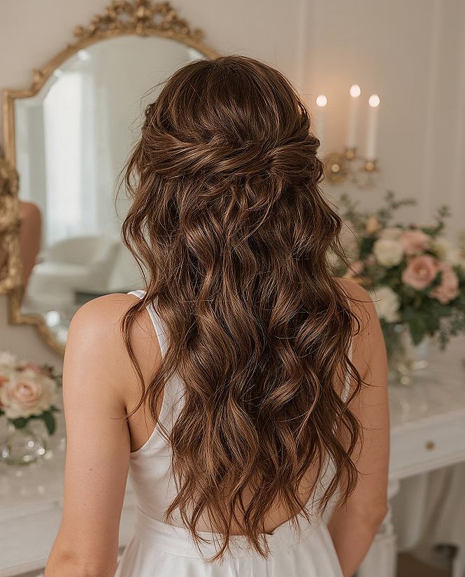 Voluminous Bridal Hair: Textured Half Up Half Down Styles