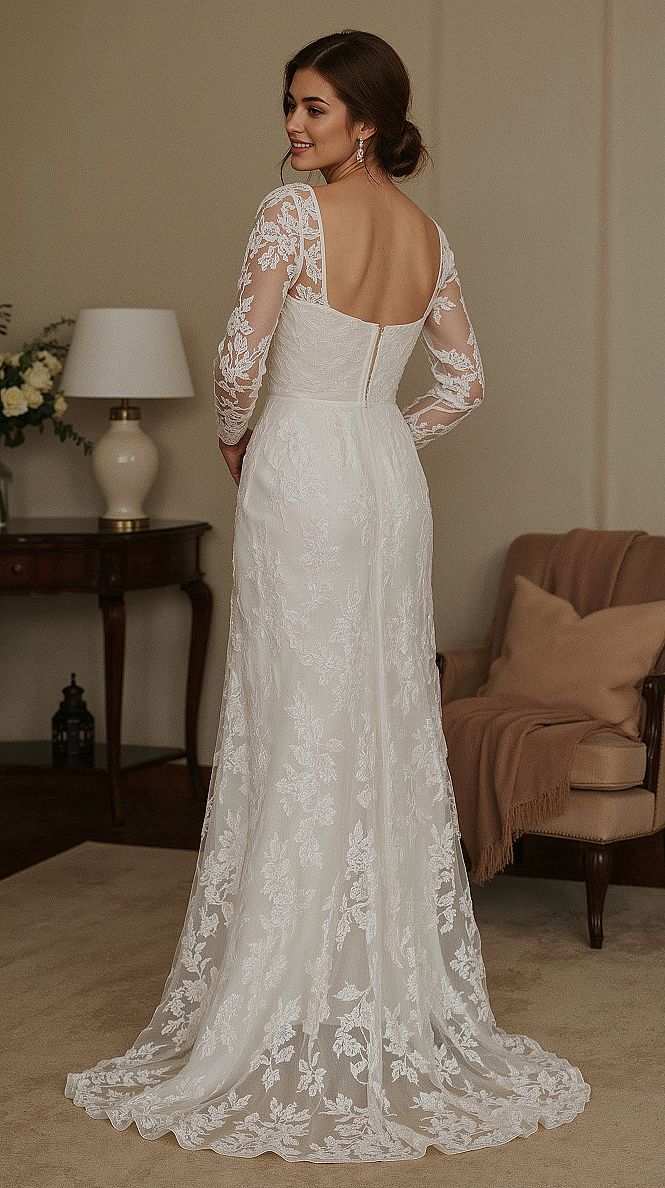 Classic Charm: Timeless All-Lace Long Sleeve Bridal Gowns