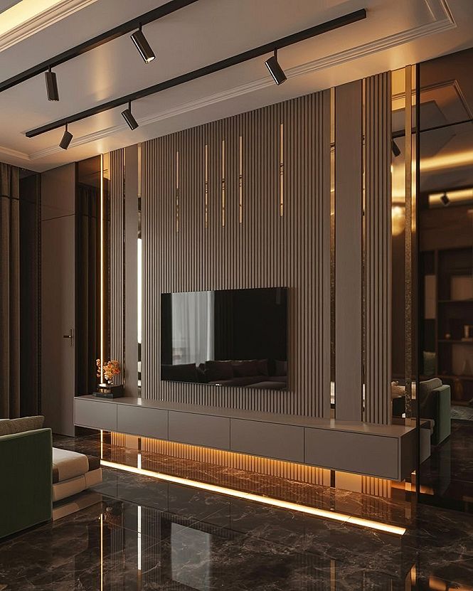 Luxury Modern TV Unit Design 2024: Opulent Wall Unit Style