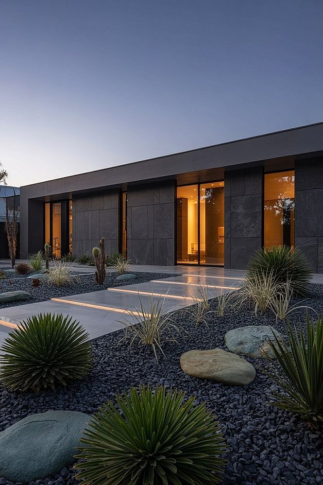 Luxury Estate: Sleek Modern Front Yard Landscaping