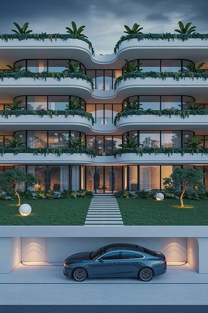 Luxury Villa Architecture: Dream Home Exterior with Balconies & Grandeur