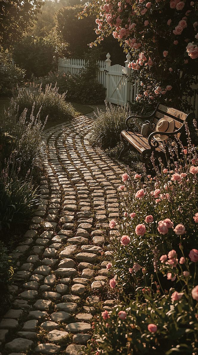 Romantic Cottage Garden: Golden Hour Beauty for Unwinding