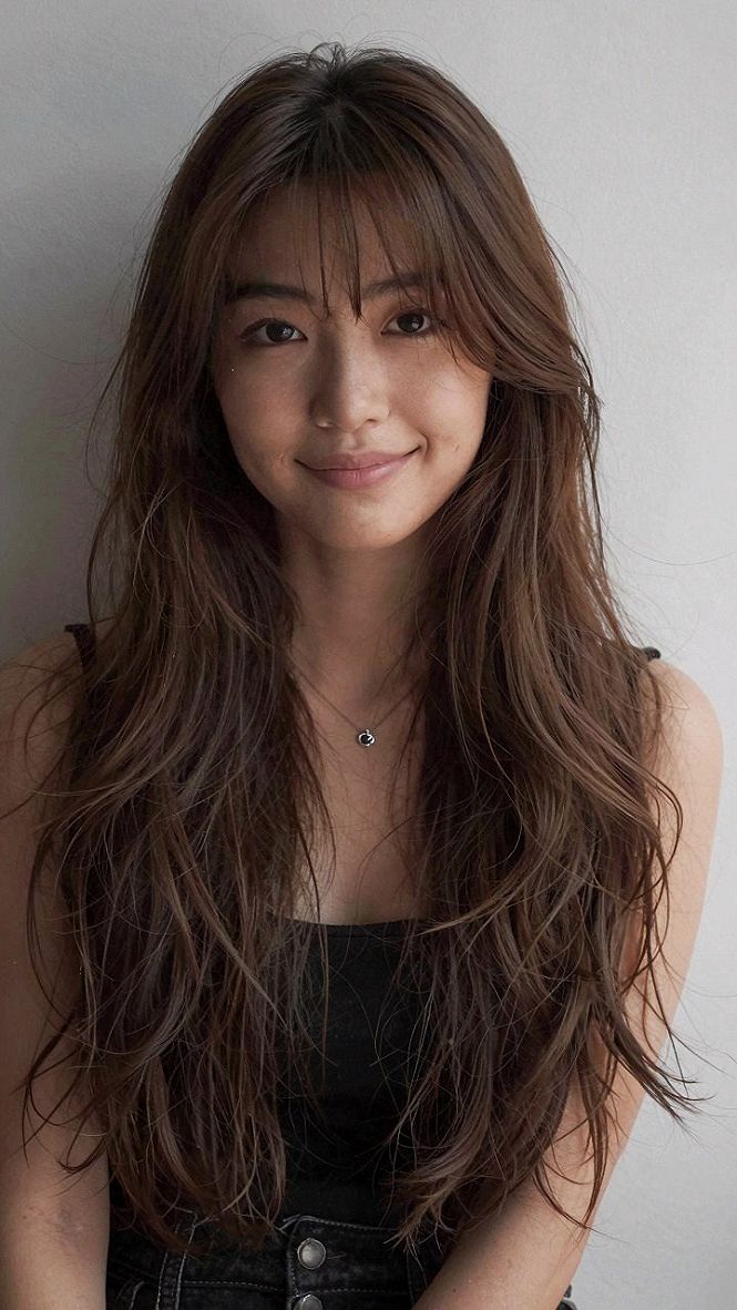 Embracing Wavy Textures for Long Hair and Curtain Bangs
