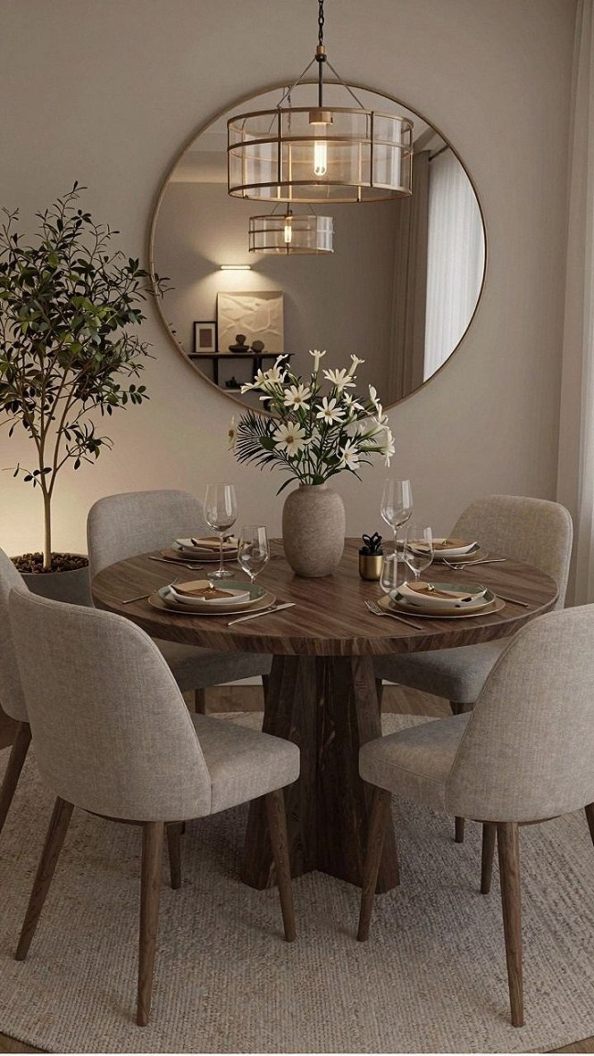 Adding Round Dining Tables And Mirrors To Dark Walls