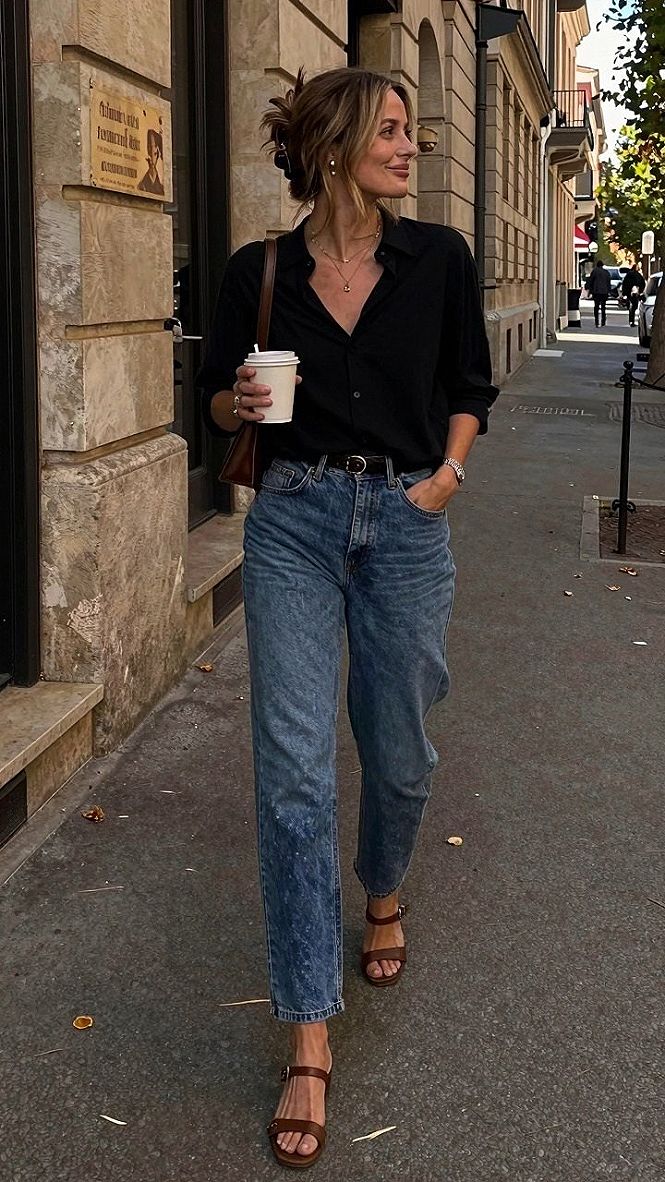 Styling a Black Trench Coat With Denim Jeans