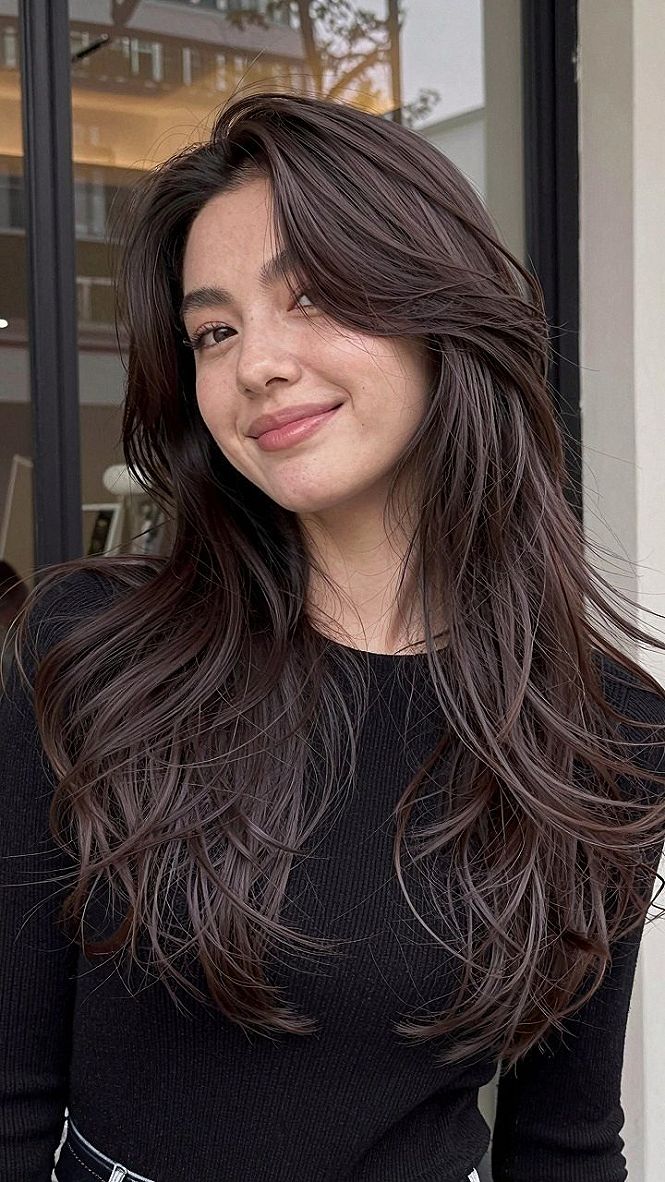 Deep Brown Feathered Layers with Soft Ends