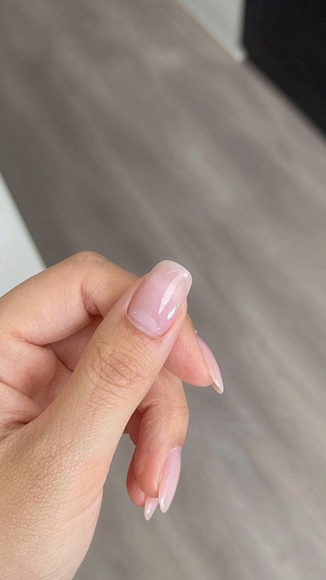 Adding Subtle Shimmer to Glossy Short Square Nails