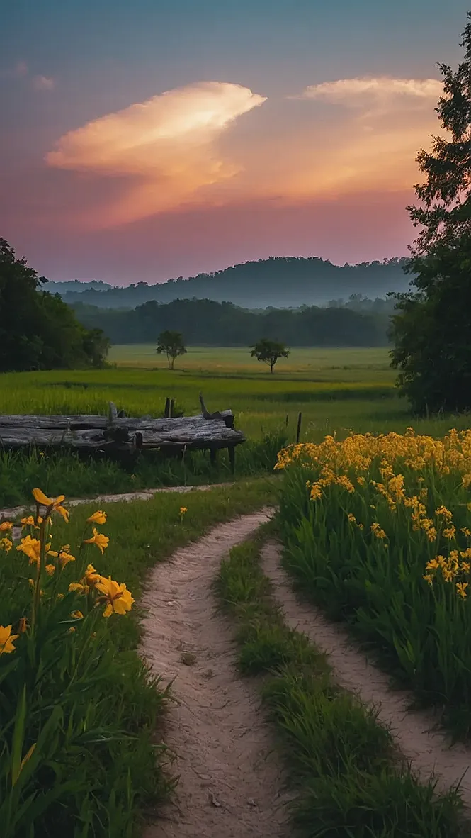 Golden Hour on a Dusty Path: