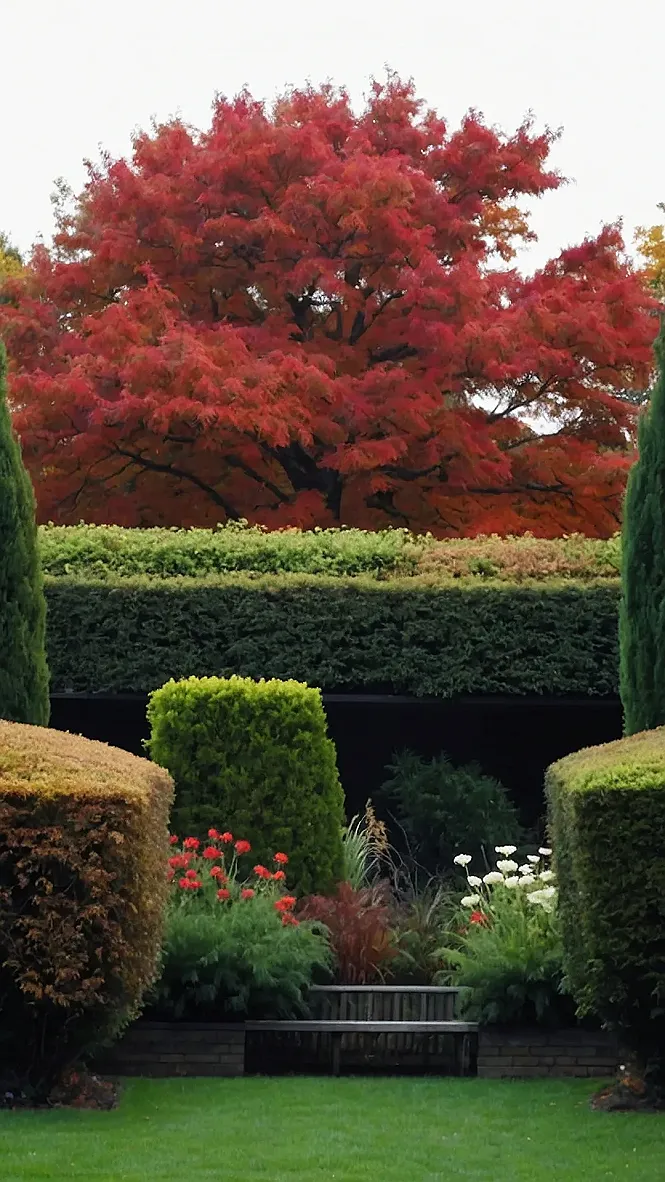 Autumn's Red and White Symphony