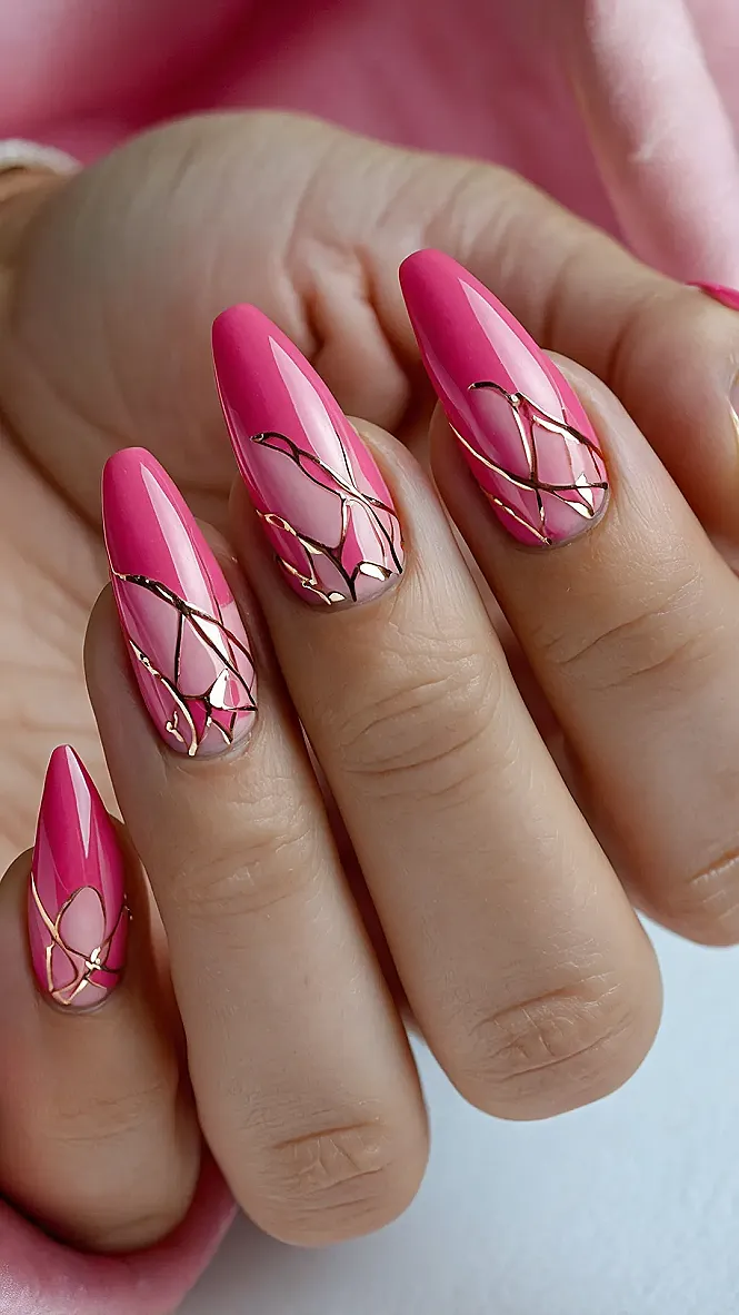 Golden Hour Pink Nails