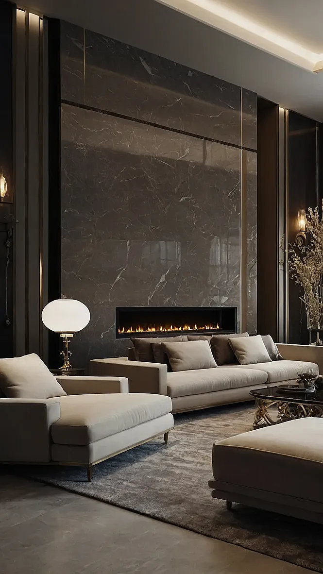 Living Room Goals: A Fireplace, a Fluffy Rug, and Maybe a Movie?