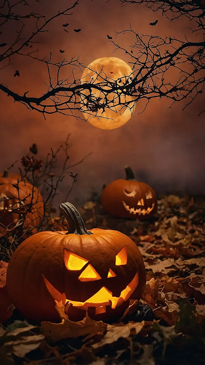 Moon-Kissed Pumpkins & Bats