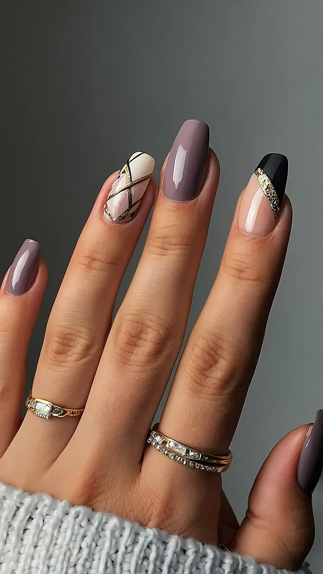 Red & Black Swirl Nails