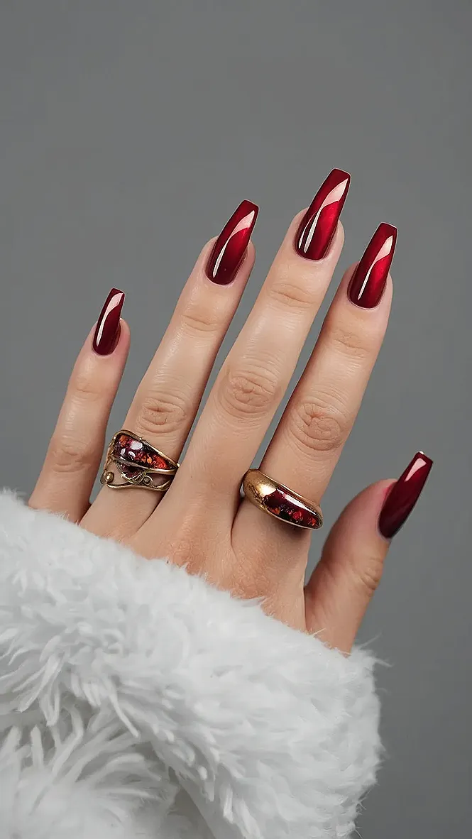 Sparkling Crimson: Fall 2024 Nail Inspiration