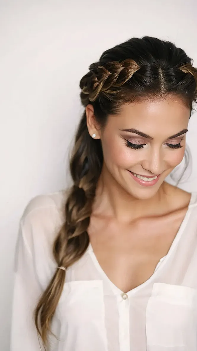 Braided Crown & Side Sweep: