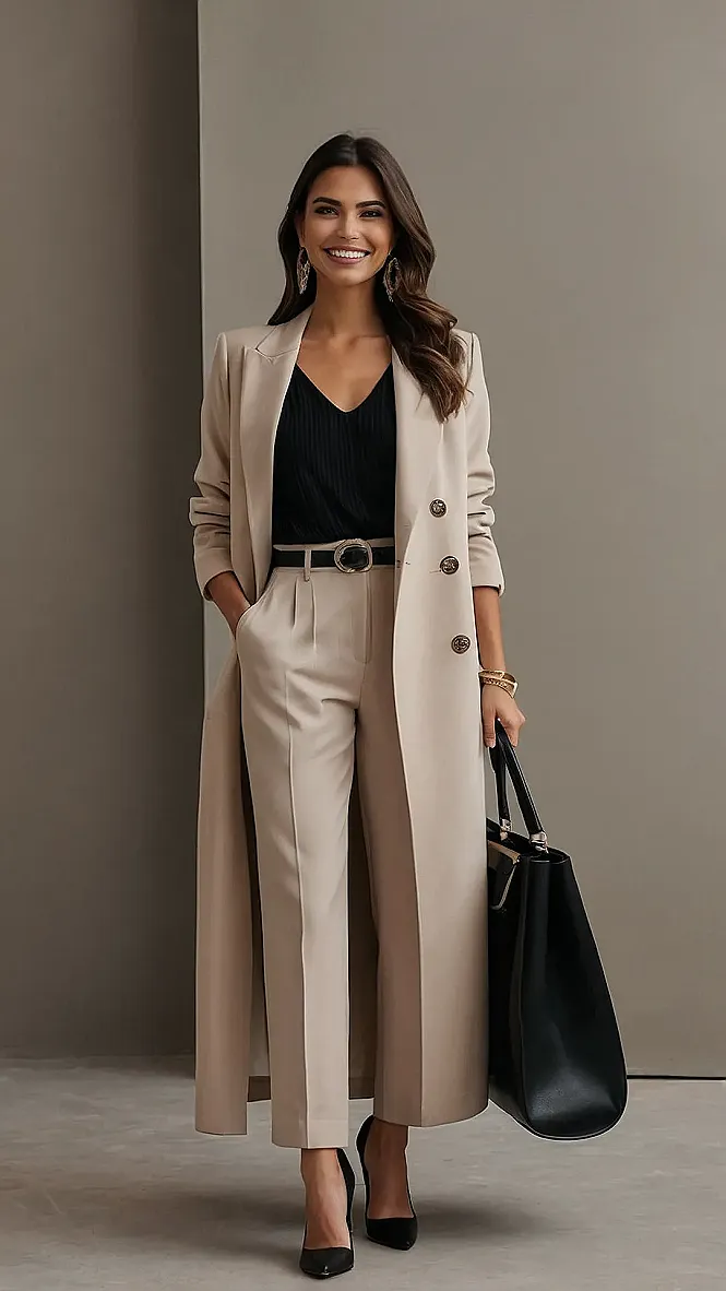 <p>This outfit is proof that you can be comfy and stylish at the same time.  Imagine you're heading to school on a crisp fall day, and everyone's talking about how amazing your outfit looks!  You're rocking those high boots that make you feel like a supermodel, but you're also warm and comfy in your cozy coat.  The leather shorts might seem a bit daring, but with the right coat, you can totally pull it off.  And don't forget about that cool belt, it adds a touch of personality to your look!</p><p>You don't need to be a fashion expert to look awesome.  Just find a few pieces that make you feel confident and express your own style.  And remember, sometimes the best outfits are the ones that are both cozy and chic, just like this one!</p>