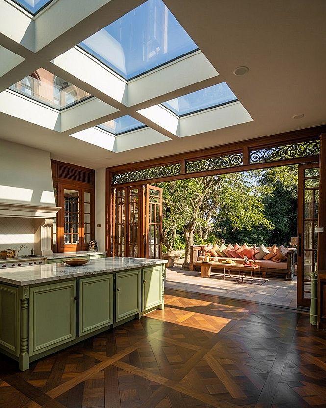 Glass Roof Kitchen Extension: Dreamy Cottage Core Living & Patio Views