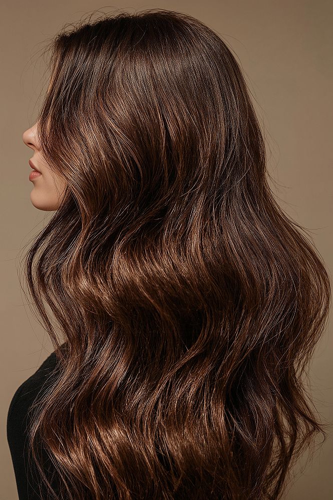 Rich Dark Walnut Brown Hair with Auburn Balayage
