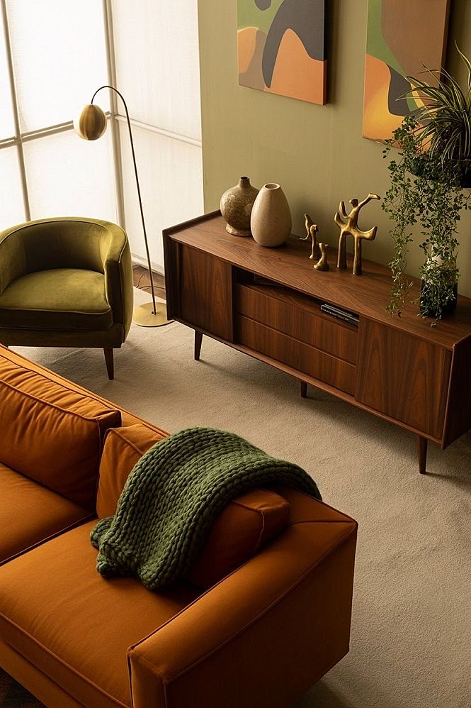Mid-Century Modern Living Room: Funky Chic Apartment Decor Ideas