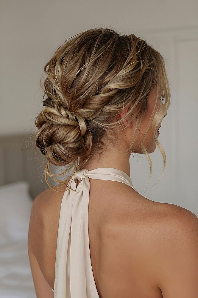 Twisted Low Bun Updo With Soft Side Pieces