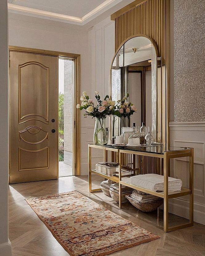 Adding Vertical Louvers and Arched Accents to Hall Ceilings