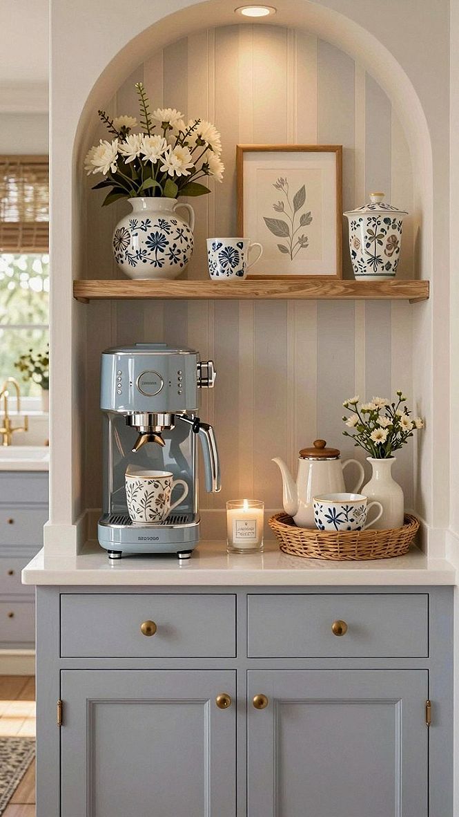 Styling a Built-in Kitchen Niche for Coffee and Storage