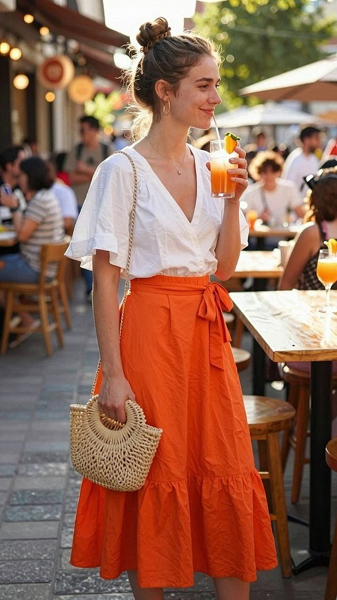 Styling A Bright Skirt With Sturdy Boots