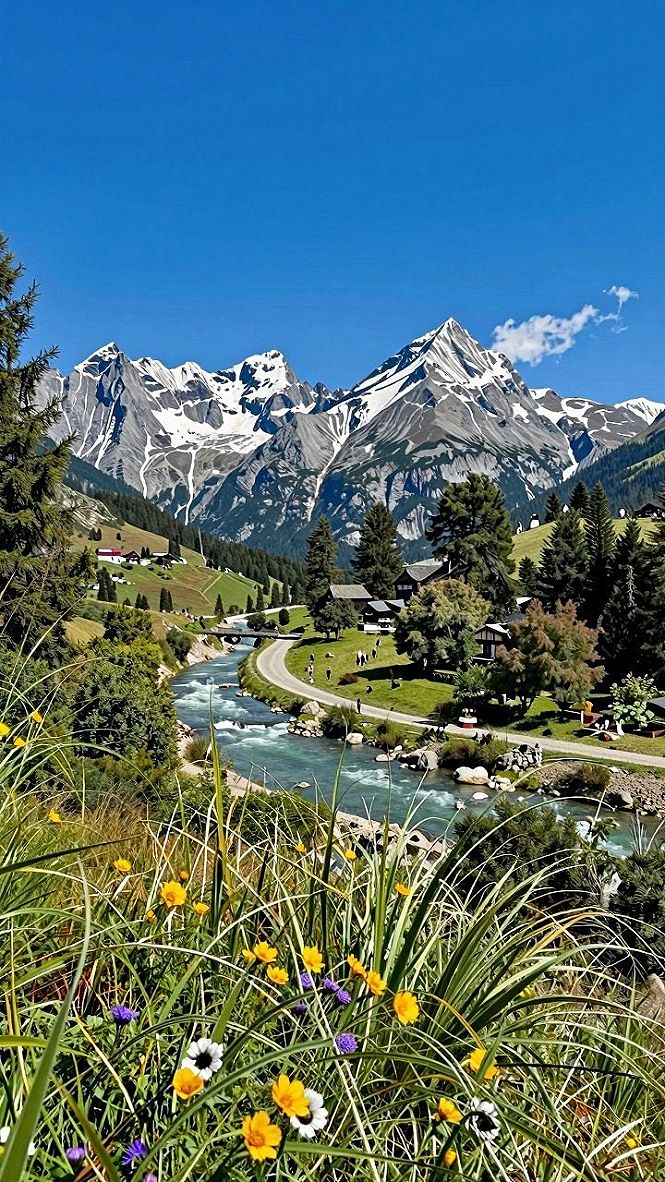 Framing Mountain Valleys with Wildflowers