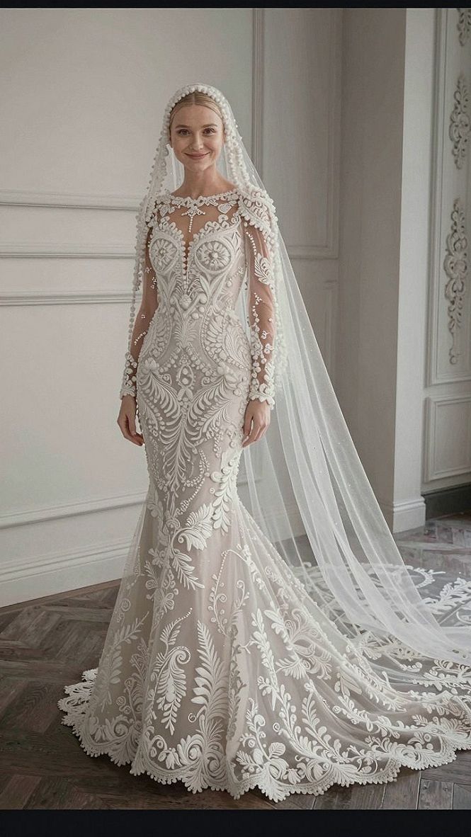 Styling a Slim Fit Illusion Neckline Wedding Dress