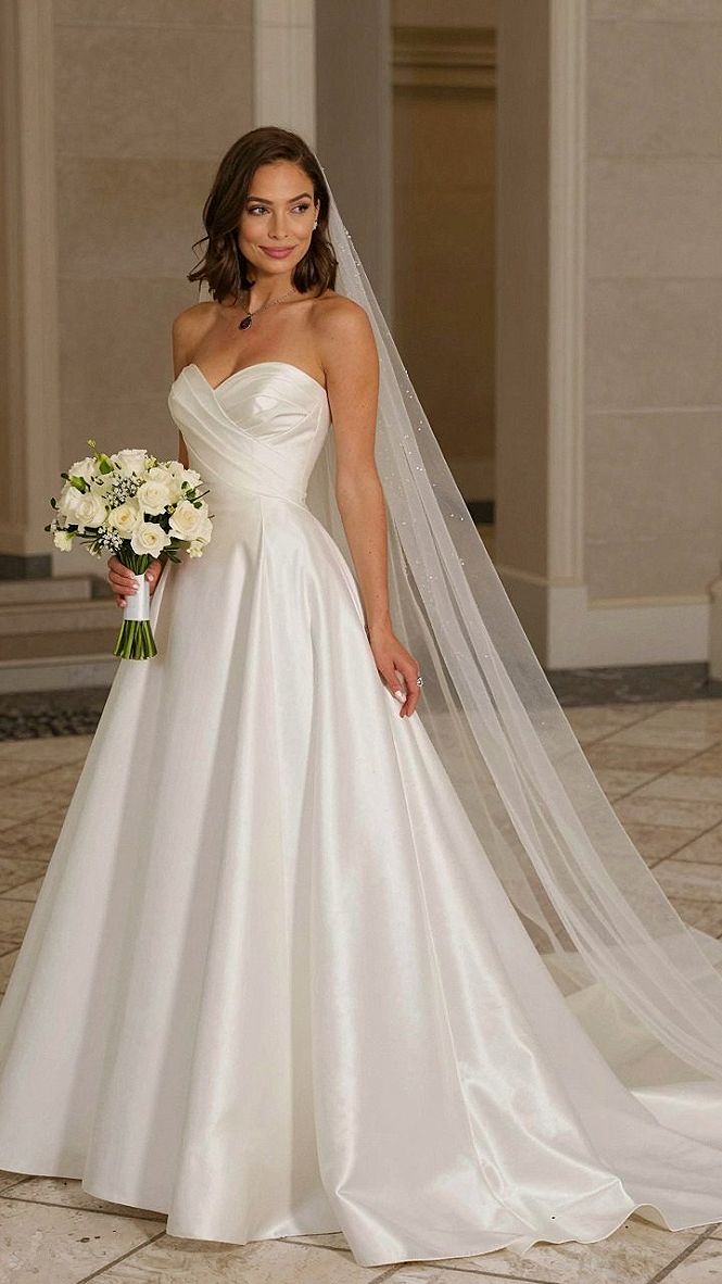 Clean Satin Ball Gown Silhouettes for Traditional Celebrations