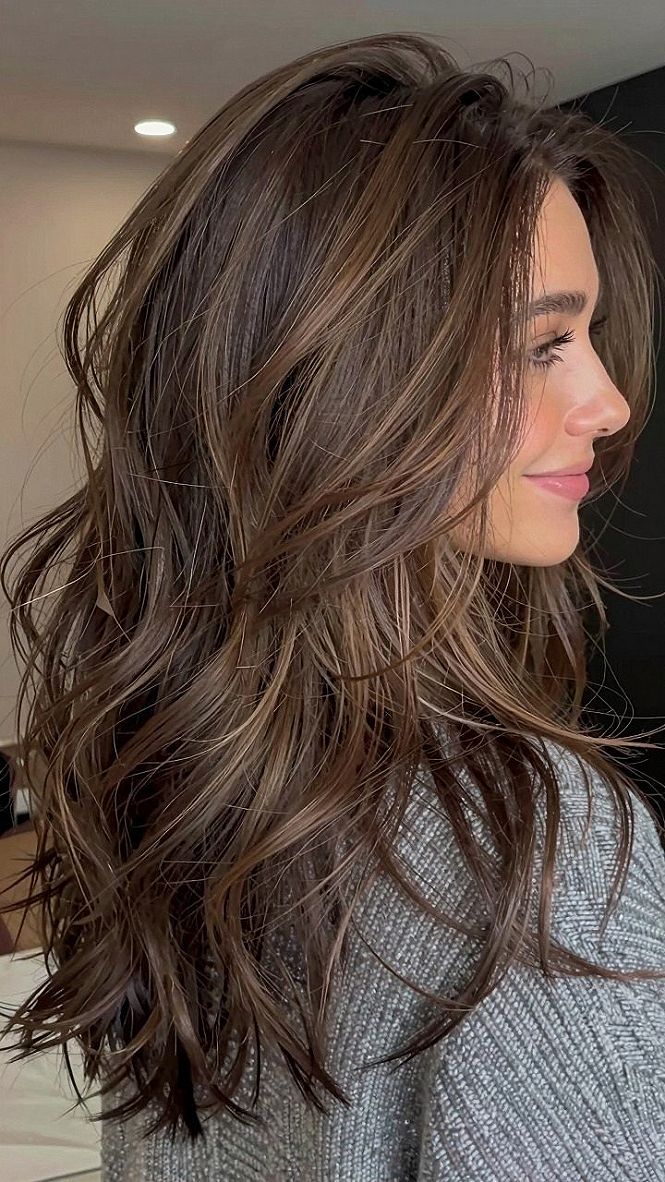 Soft Caramel Balayage on Chestnut Brown Hair