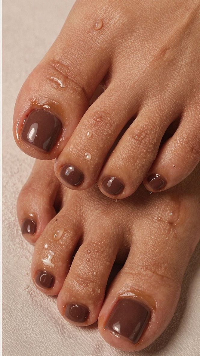 Glossy Chestnut Brown Gel Toes for Autumn