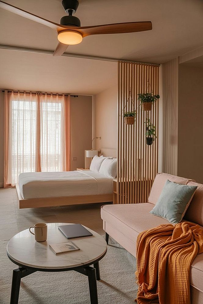 Cozy Studio Apartment: Airy Bedroom Living Room Combo Designs