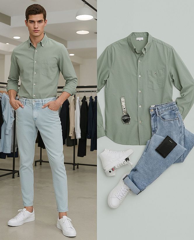 Sage Green Shirt Style: Modern Smart Casual for Men
