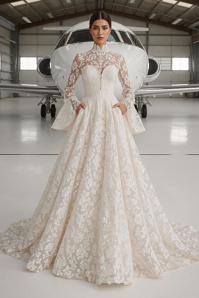 Versatile Bridal Dreams: Long Sleeve Gowns with Detachable Boleros