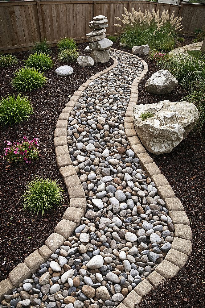 Low Maintenance Rock Garden Landscaping for Front Yards