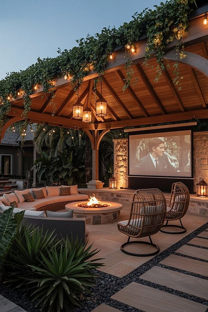 Backyard Oasis Design: Outdoor Living Under a Wooden Gazebo