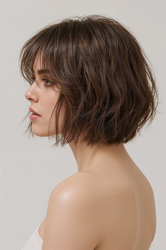 Layered Bob with Face-Framing Bangs: A Chic Hairstyle