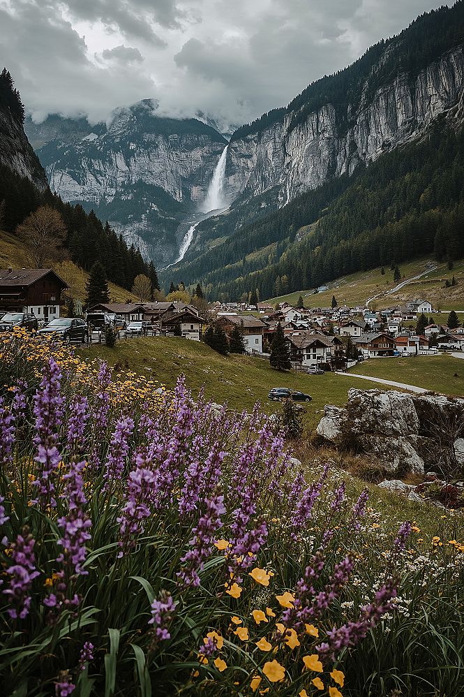 Swiss Villages & Waterfalls: Iconic Mountain Range Vistas