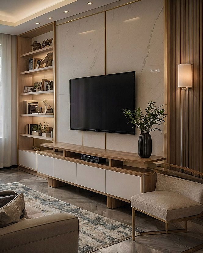 Designing a Minimalist Media Wall with Built-In Storage