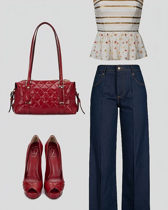 Styling Peplum Tops With Bold Red Accessories