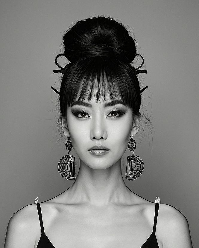 Selecting a Top Knot Updo with Straight Bangs for Prom