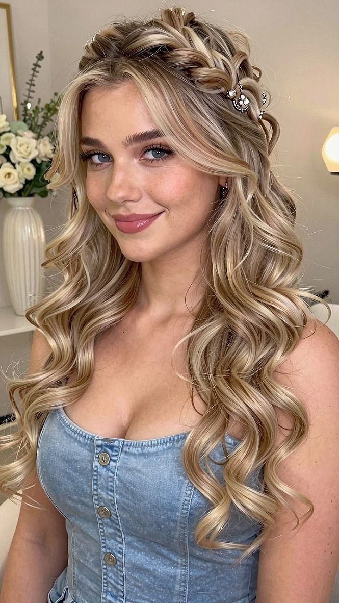Choosing Between a Double Crown Braid and Loose Waves