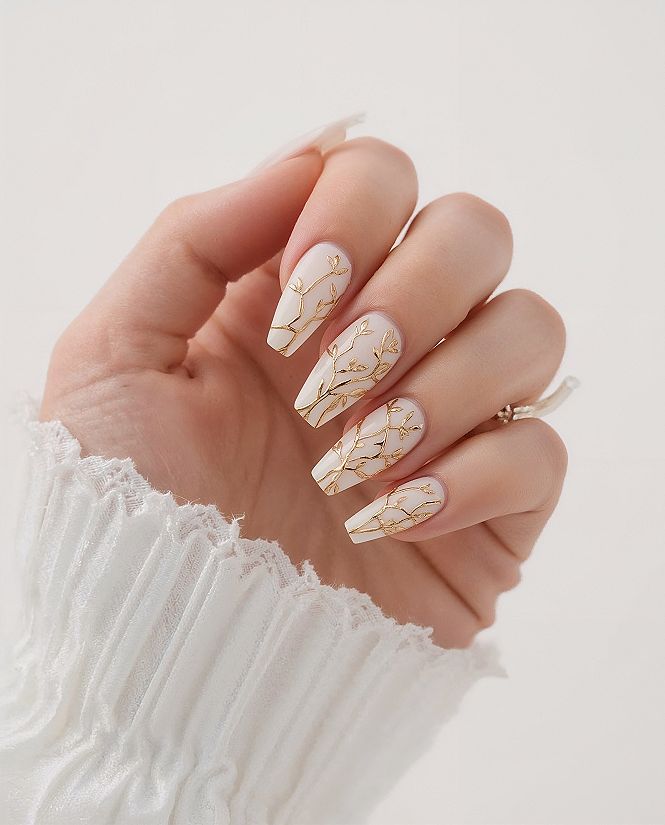 Bridal Bliss: White & Gold Nails for Your Dream Wedding