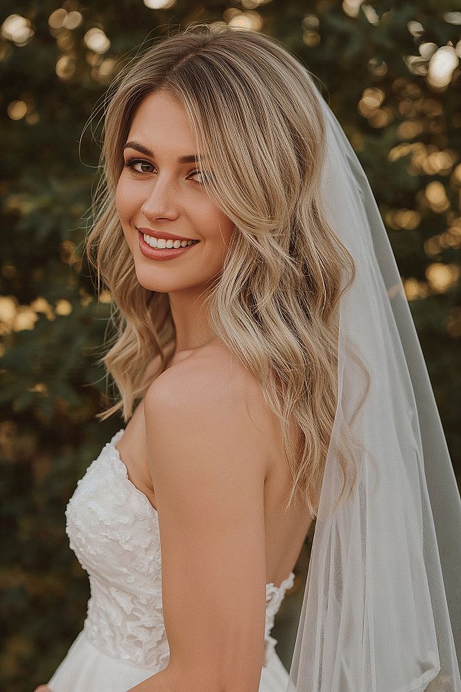 Beautiful Half Up Half Down Wedding Hair with Accessories