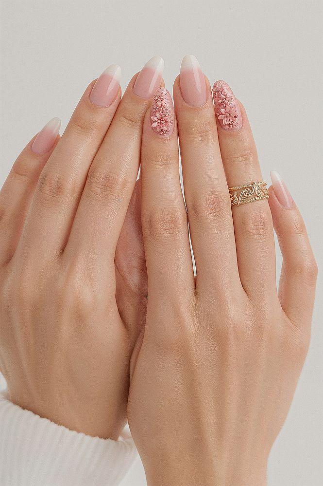 Spring Flower Nails: Ombre & 3D Accents for Elegant Designs
