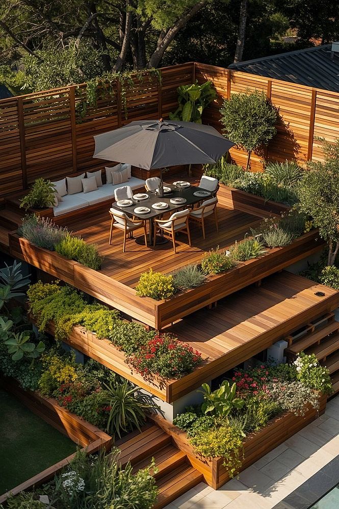 Floating Deck Ideas: Serene Modern Backyard Oasis