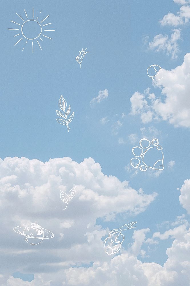 Cute Blue Sky Doodles: iPhone Wallpaper Personalization