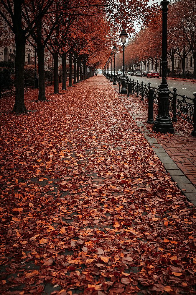 Charming Autumn Street: Pretty Wallpaper Backgrounds & Fall Phone Wallpaper